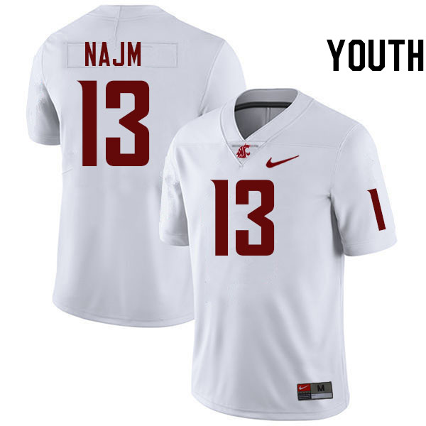Youth #13 Hunter Najm Washington State Cougars College Football Jerseys Stitched-White
